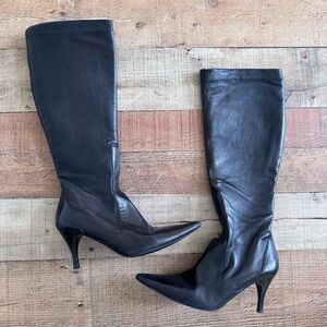 Cole Haan City Knee High Stiletto Boots Lightweight Black Leather 7.5B